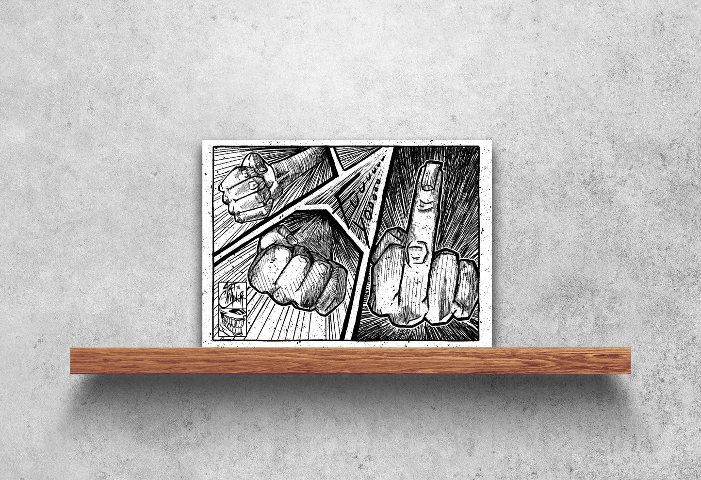 Eff U comic middle finger art print 5x7 ArtInCMinor