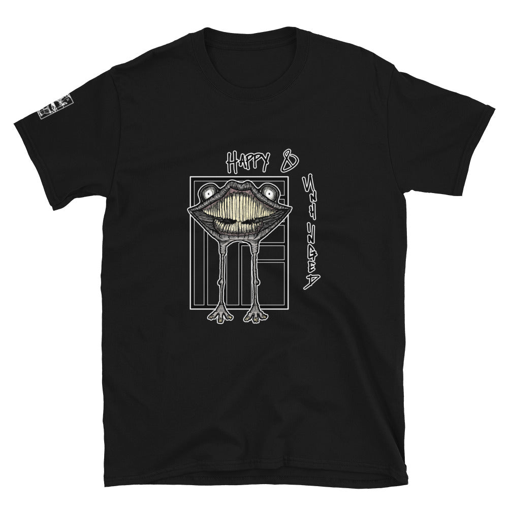 Happy and Unhinged Creature graphic t-shirt StrangeWear ArtInCMinor
