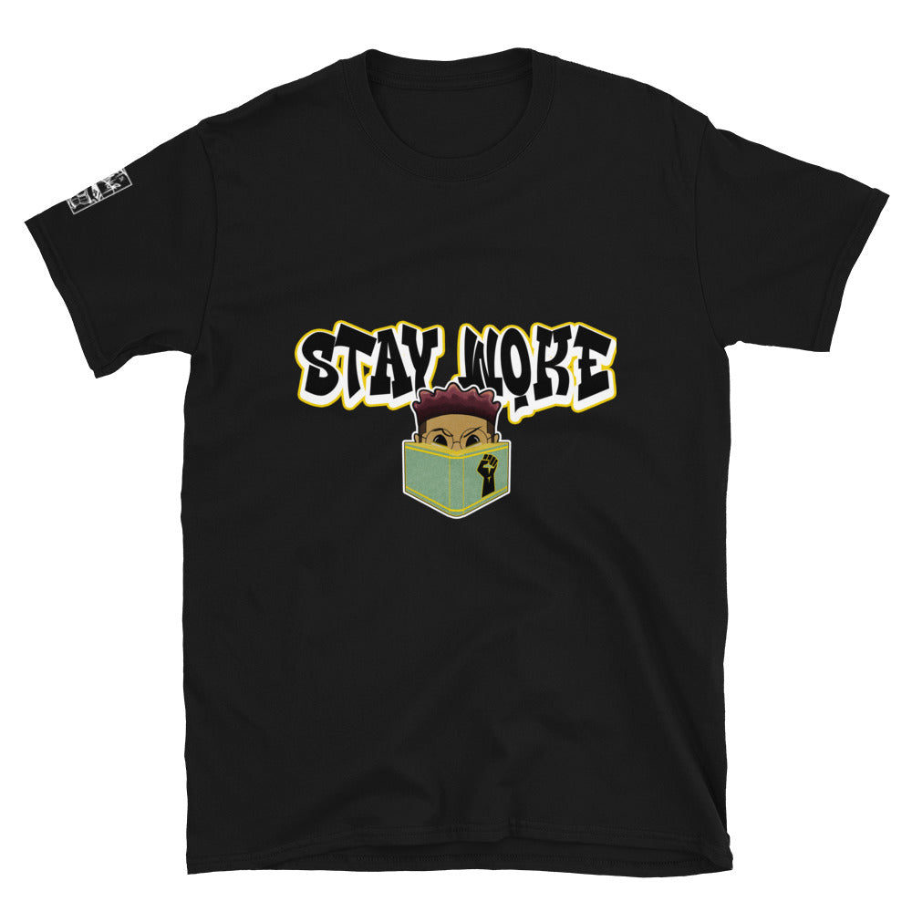 Stay Woke Black Power fist graffiti protest graphic t-shirt ArtInCMinor