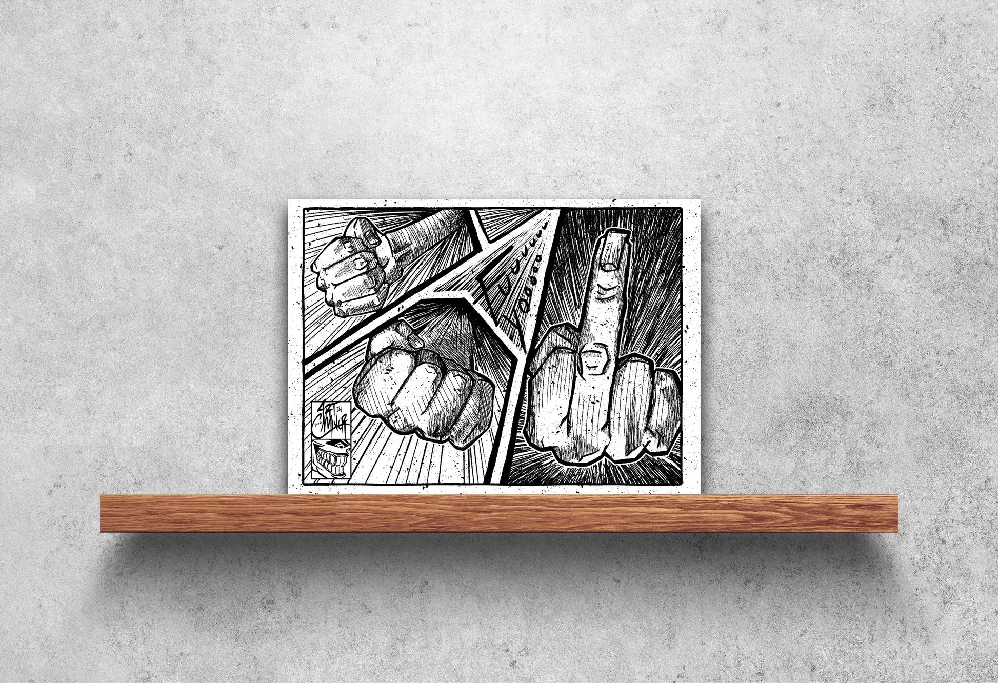 Eff U comic middle finger art print 5x7 ArtInCMinor