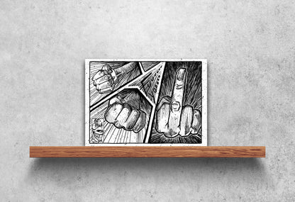 Eff U comic middle finger art print 5x7 ArtInCMinor