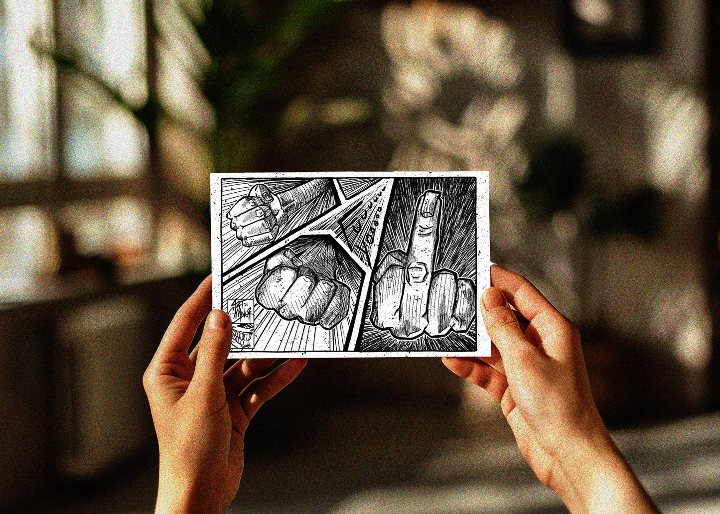 Eff U comic middle finger art print 5x7 ArtInCMinor