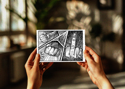 Eff U comic middle finger art print 5x7 ArtInCMinor