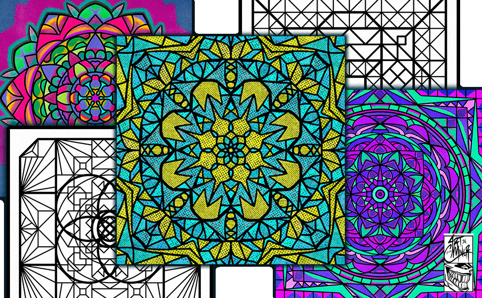 Abstract and mandala coloring book marker safe edition cover ArtInCMinor