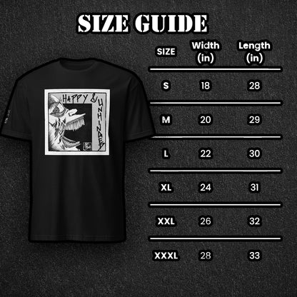 Happy and Unhinged surreal graphic t-shirt unisex ArtInCMinor
