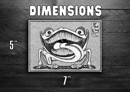 Puppy Frog black and white surreal monster art print 5x7 ArtInCMinor