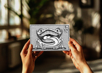 Puppy Frog black and white surreal monster art print 5x7 ArtInCMinor