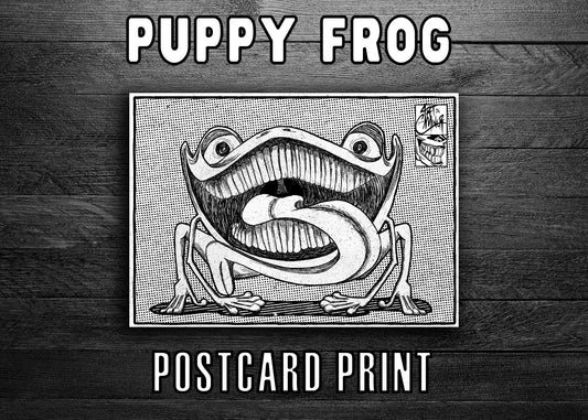 Puppy Frog black and white surreal monster art print 5x7 ArtInCMinor