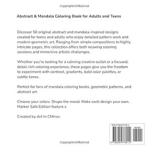 Abstract and mandala coloring book marker safe edition cover ArtInCMinor