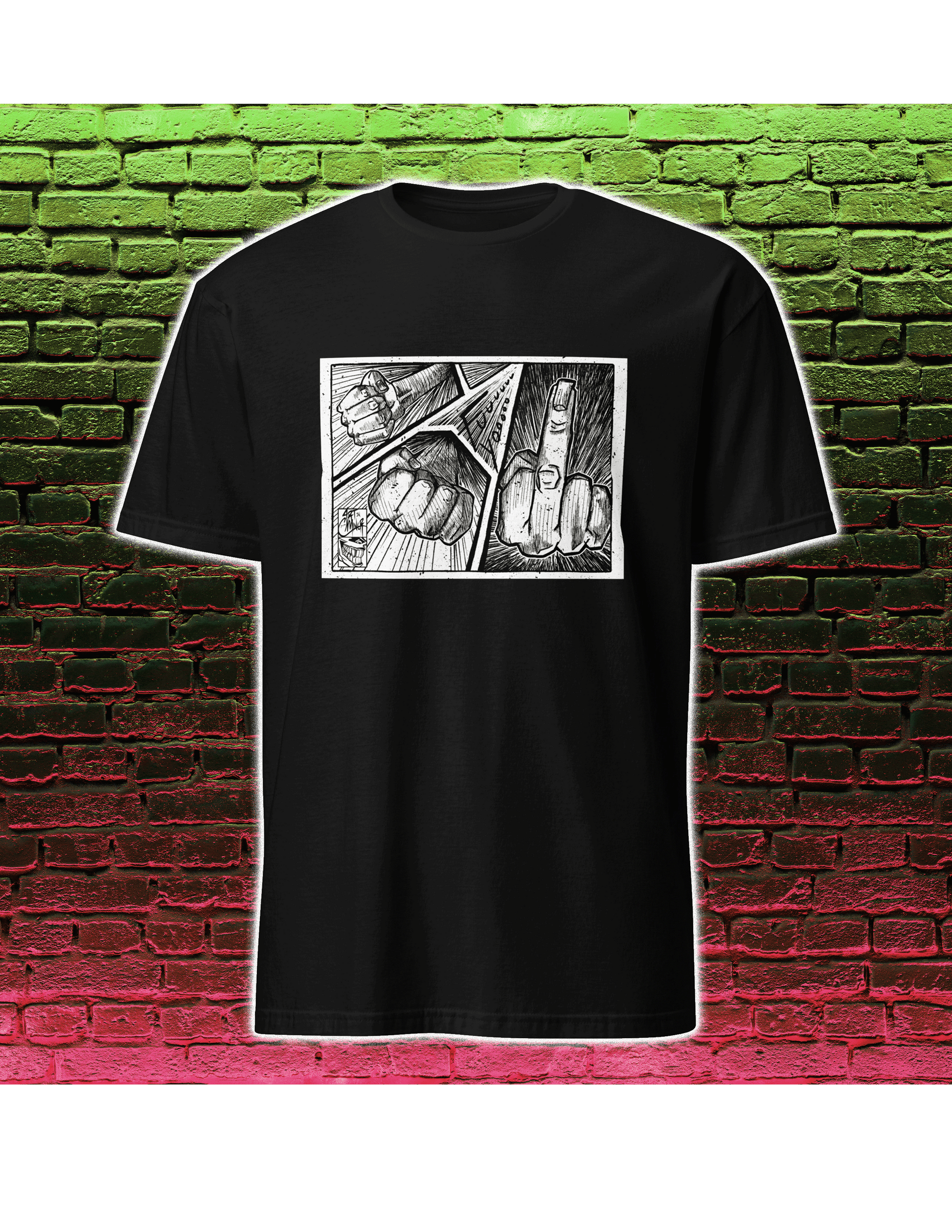 Eff U comic middle finger graphic t-shirt unisex ArtInCMinor
