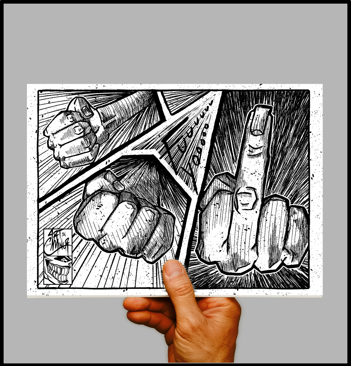 Eff U comic middle finger art print 5x7 ArtInCMinor