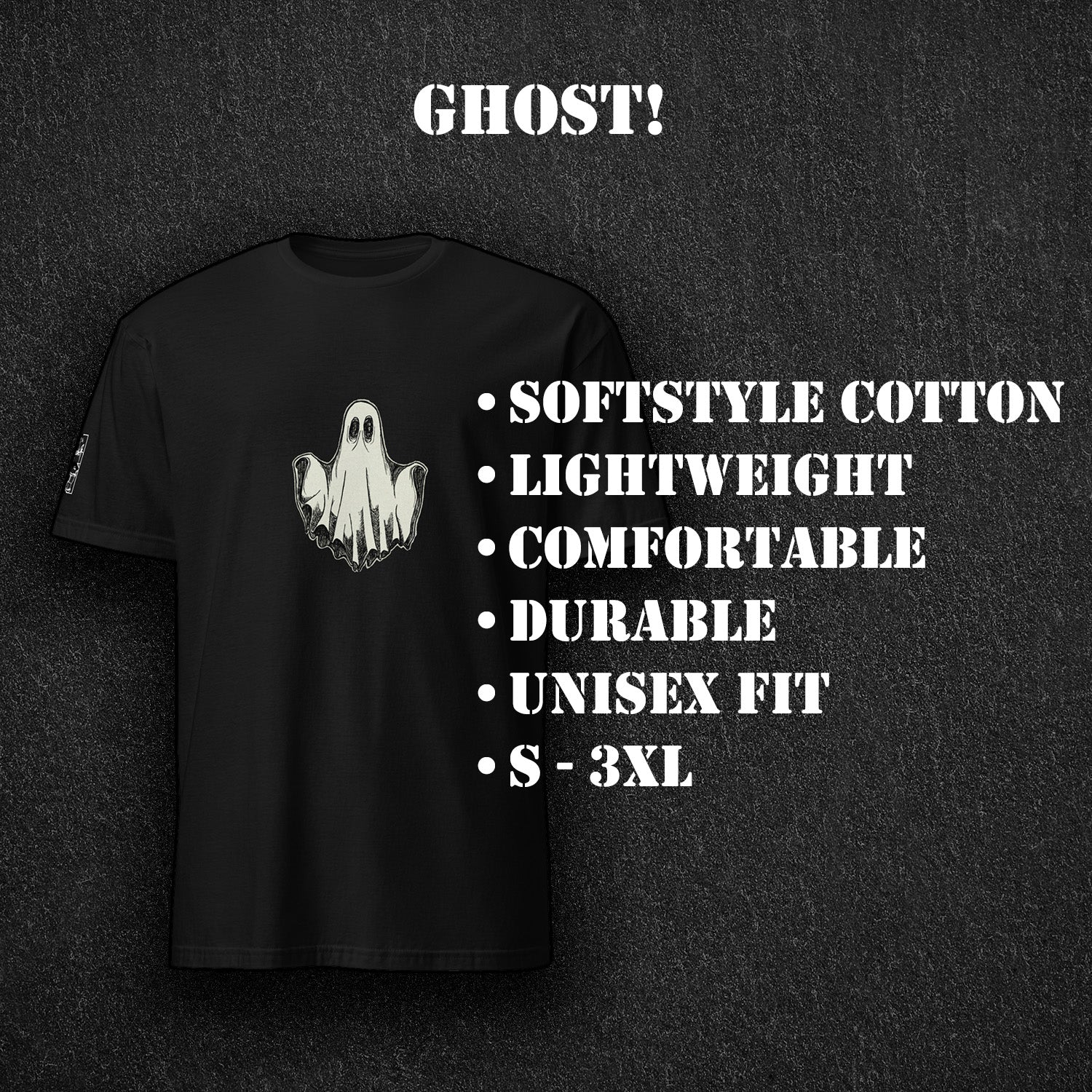 Ghost minimalist graphic t-shirt spooky unisex ArtInCMinor