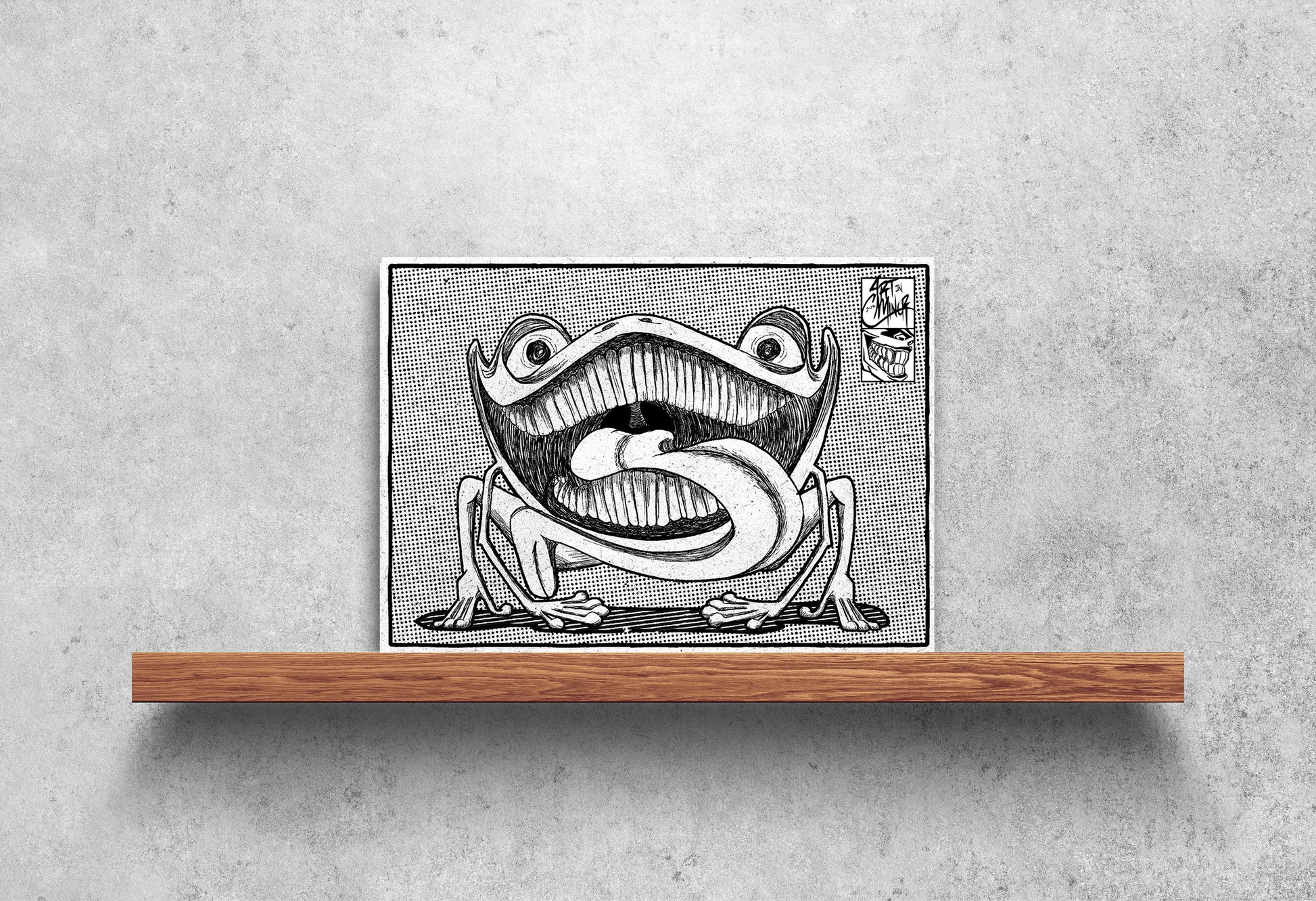 Puppy Frog black and white surreal monster art print 5x7 ArtInCMinor