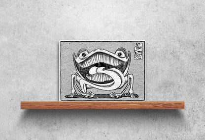 Puppy Frog black and white surreal monster art print 5x7 ArtInCMinor