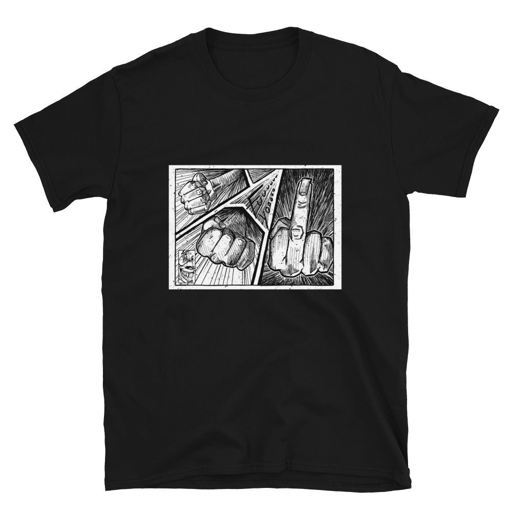 Eff U comic middle finger graphic t-shirt unisex ArtInCMinor