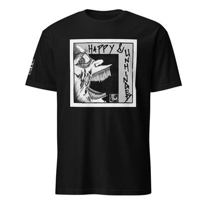 Happy and Unhinged surreal graphic t-shirt unisex ArtInCMinor