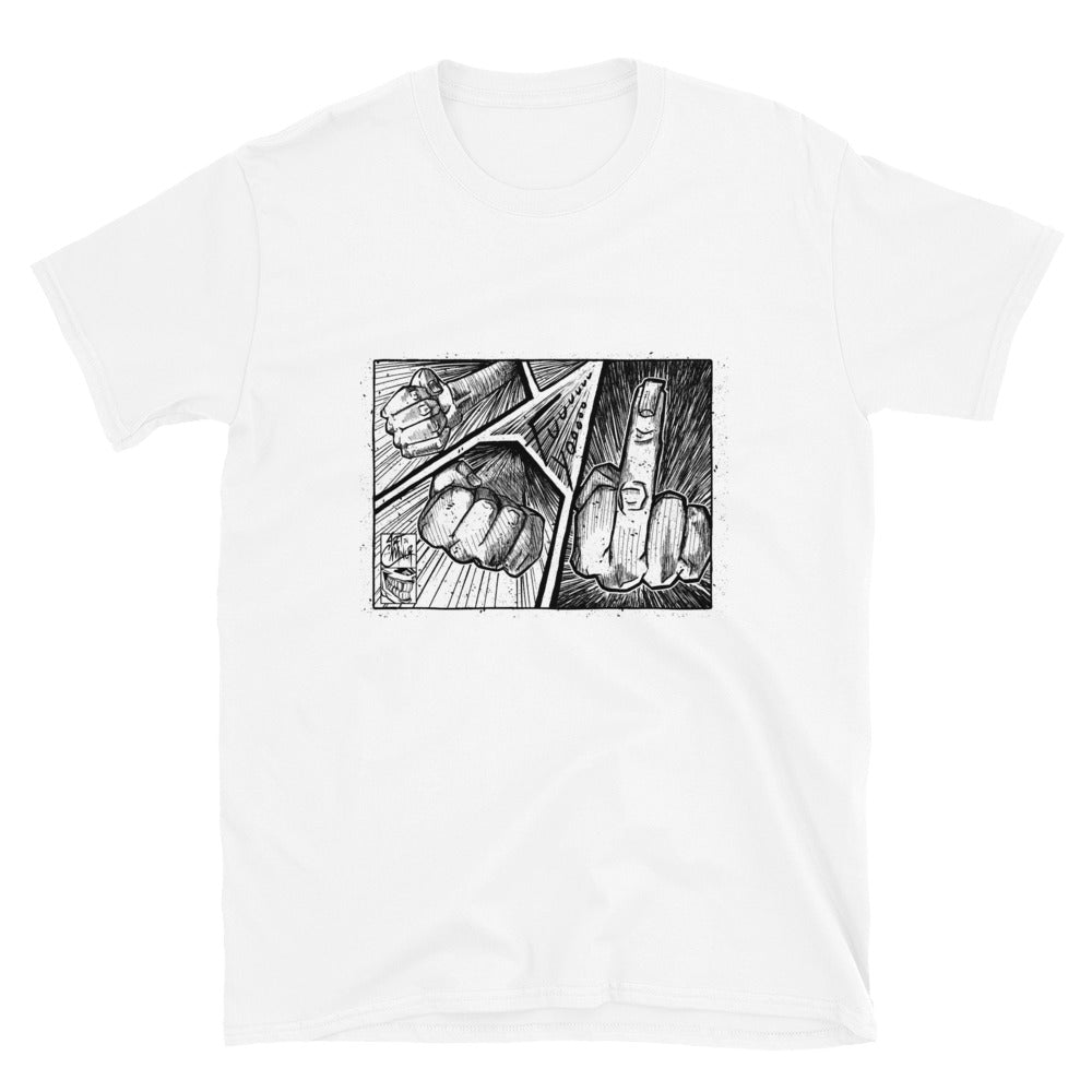 Eff U comic middle finger graphic t-shirt unisex ArtInCMinor